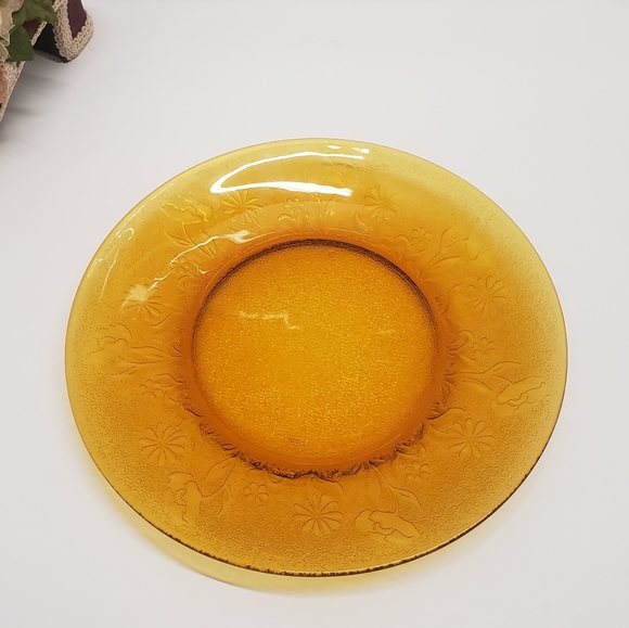 Vintage France Vereco Amber Flower Plate - Picture 4 of 16